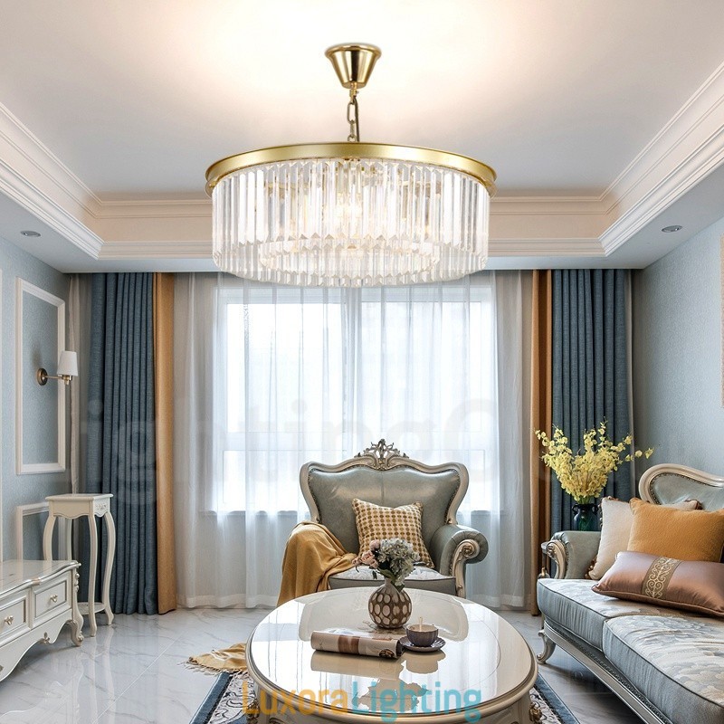 Designer Touch Decorative Postmodern Luxury Round K9 Crystal Pendant Chandelier Lights Exhibition Hall