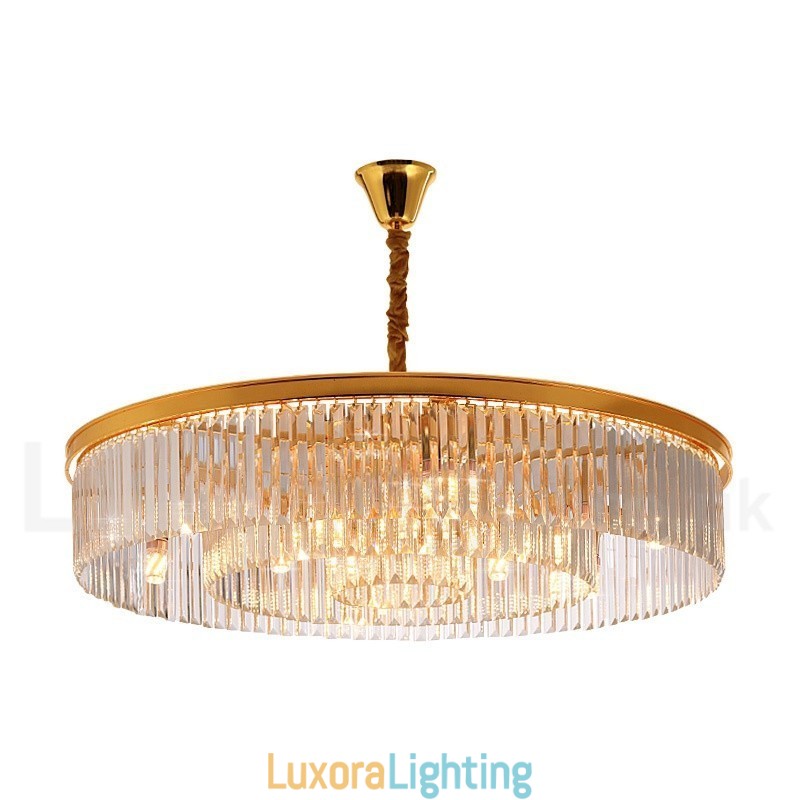 Designer Touch Decorative Postmodern Luxury Round K9 Crystal Pendant Chandelier Lights Exhibition Hall