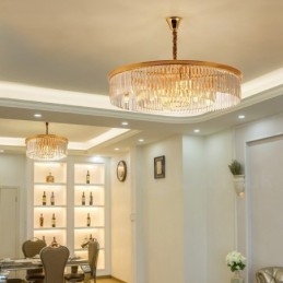 Designer Touch Decorative Postmodern Luxury Round K9 Crystal Pendant Chandelier Lights Exhibition Hall