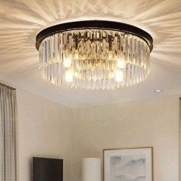 Designer Touch Decorative Postmodern Luxury Round K9 Crystal Flush Mount Ceiling Light Exhibition Hall