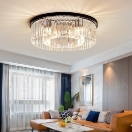 Designer Touch Decorative Postmodern Luxury Round K9 Crystal Flush Mount Ceiling Light Exhibition Hall