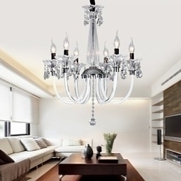 Designer Touch Decorative Elegant Crystal Chandelier with 6 Lights in Candle Bulb