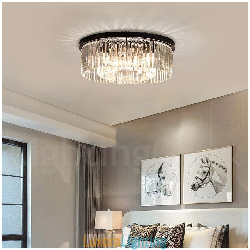 Designer Touch Decorative Postmodern Luxury Round K9 Crystal Flush Mount Ceiling Light Exhibition Hall