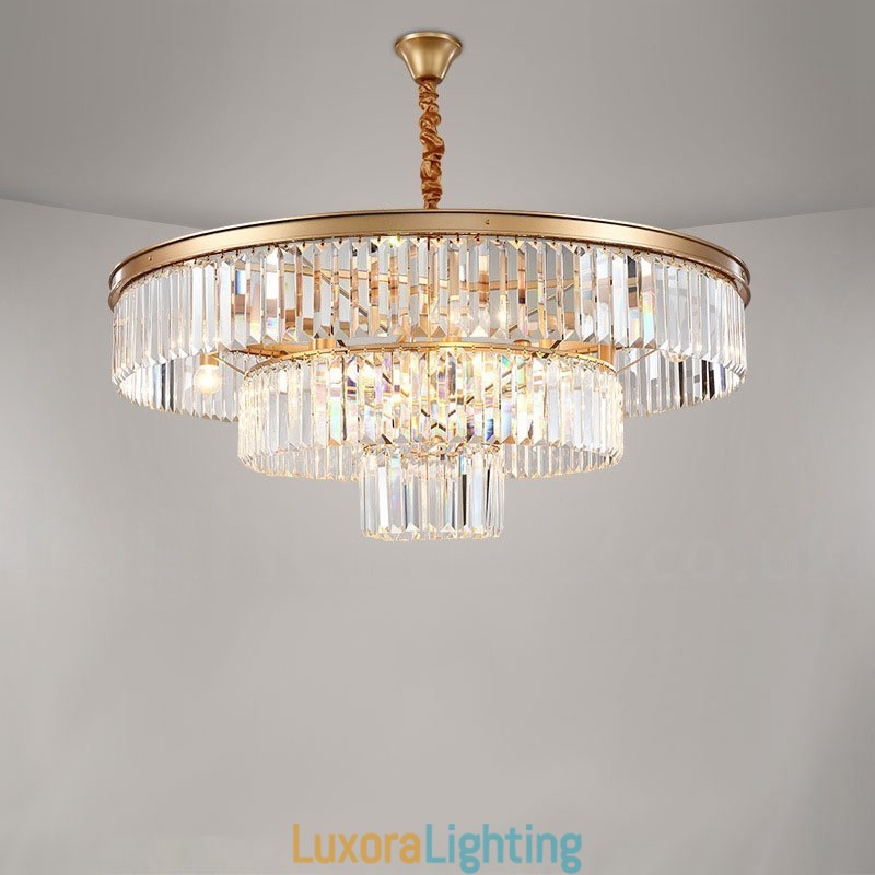 Designer Touch Decorative Postmodern Luxury Round K9 Crystal Pendant Chandelier Lights Exhibition Hall