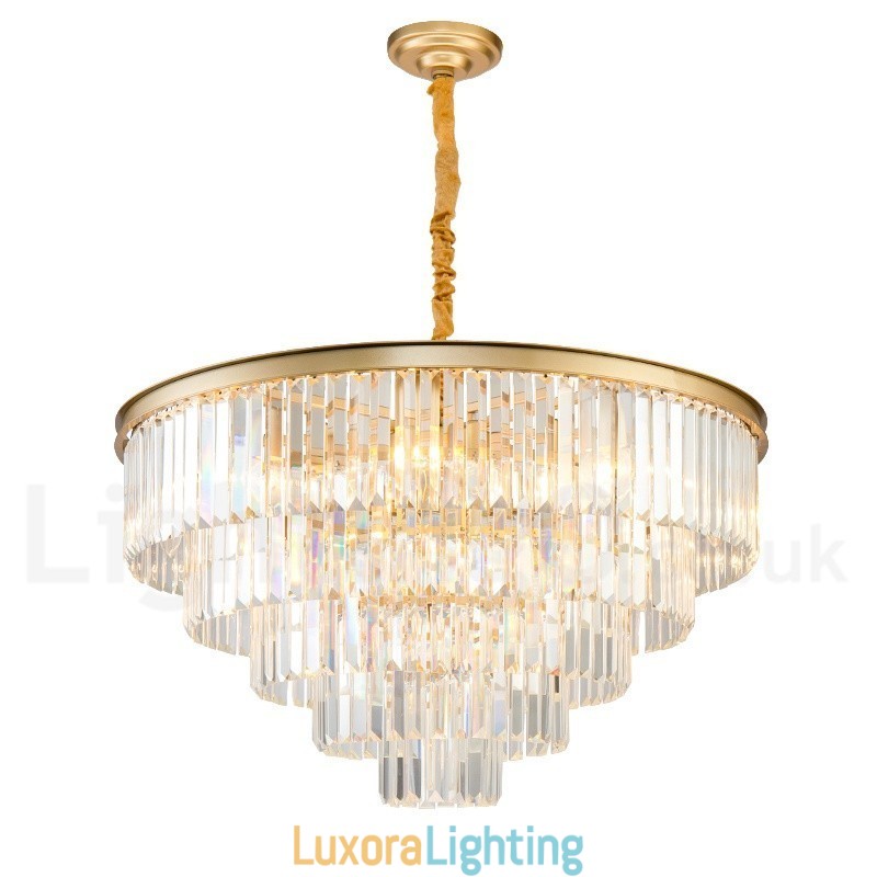 Designer Touch Decorative Postmodern Luxury Round K9 Crystal Pendant Chandelier Lights Exhibition Hall