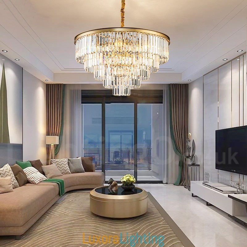 Designer Touch Decorative Postmodern Luxury Round K9 Crystal Pendant Chandelier Lights Exhibition Hall