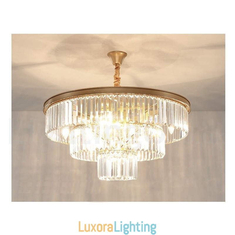 Designer Touch Decorative Postmodern Luxury Round K9 Crystal Pendant Chandelier Lights Exhibition Hall