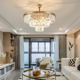 Designer Touch Decorative Postmodern Luxury Round K9 Crystal Pendant Chandelier Lights Exhibition Hall