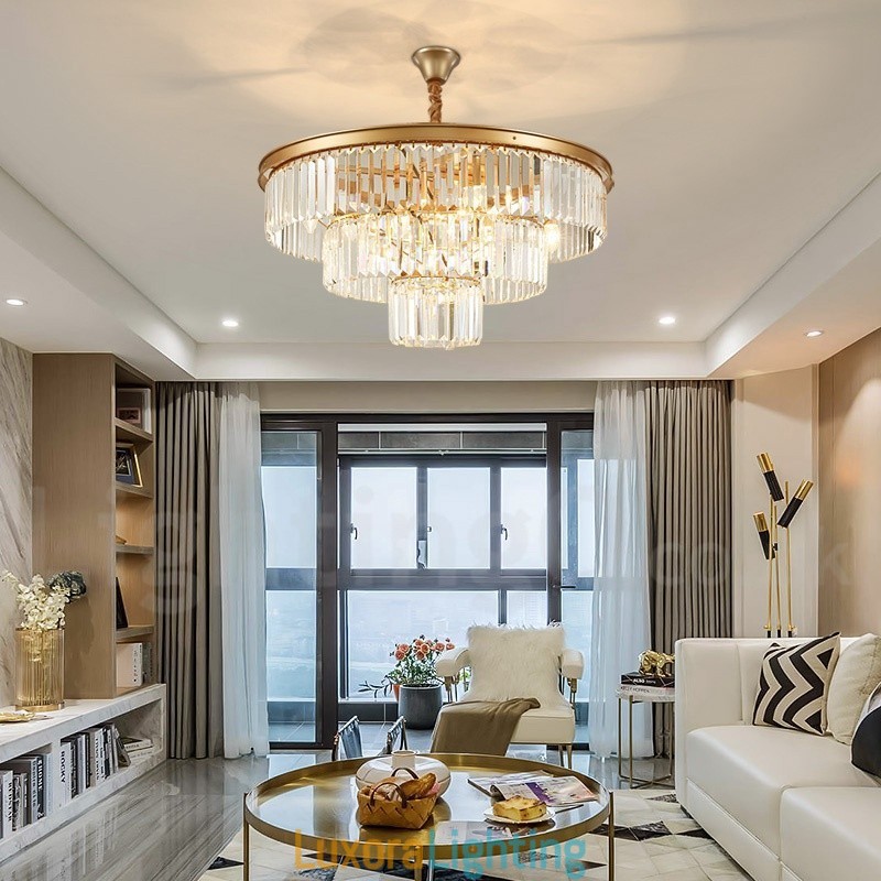 Designer Touch Decorative Postmodern Luxury Round K9 Crystal Pendant Chandelier Lights Exhibition Hall