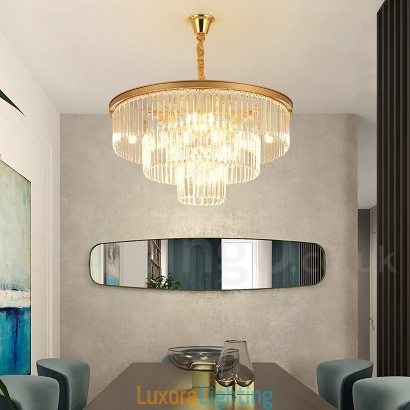 Designer Touch Decorative Postmodern Luxury Round K9 Crystal Pendant Chandelier Lights Exhibition Hall