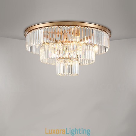 Designer Touch Decorative Postmodern Luxury Round K9 Crystal Flush Mount Ceiling Light Exhibition Hall