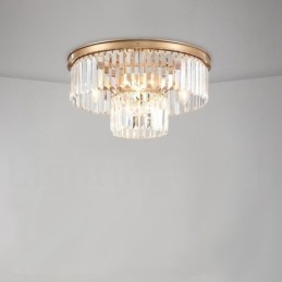 Designer Touch Decorative Postmodern Luxury Round K9 Crystal Flush Mount Ceiling Light Exhibition Hall