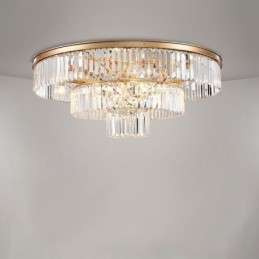 Designer Touch Decorative Postmodern Luxury Round K9 Crystal Flush Mount Ceiling Light Exhibition Hall
