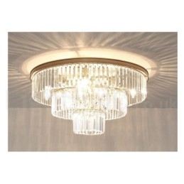 Designer Touch Decorative Postmodern Luxury Round K9 Crystal Flush Mount Ceiling Light Exhibition Hall