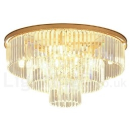 Designer Touch Decorative Postmodern Luxury Round K9 Crystal Flush Mount Ceiling Light Exhibition Hall
