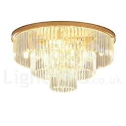 Designer Touch Decorative Postmodern Luxury Round K9 Crystal Flush Mount Ceiling Light Exhibition Hall