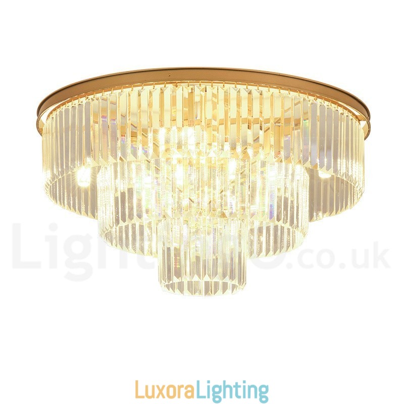 Designer Touch Decorative Postmodern Luxury Round K9 Crystal Flush Mount Ceiling Light Exhibition Hall