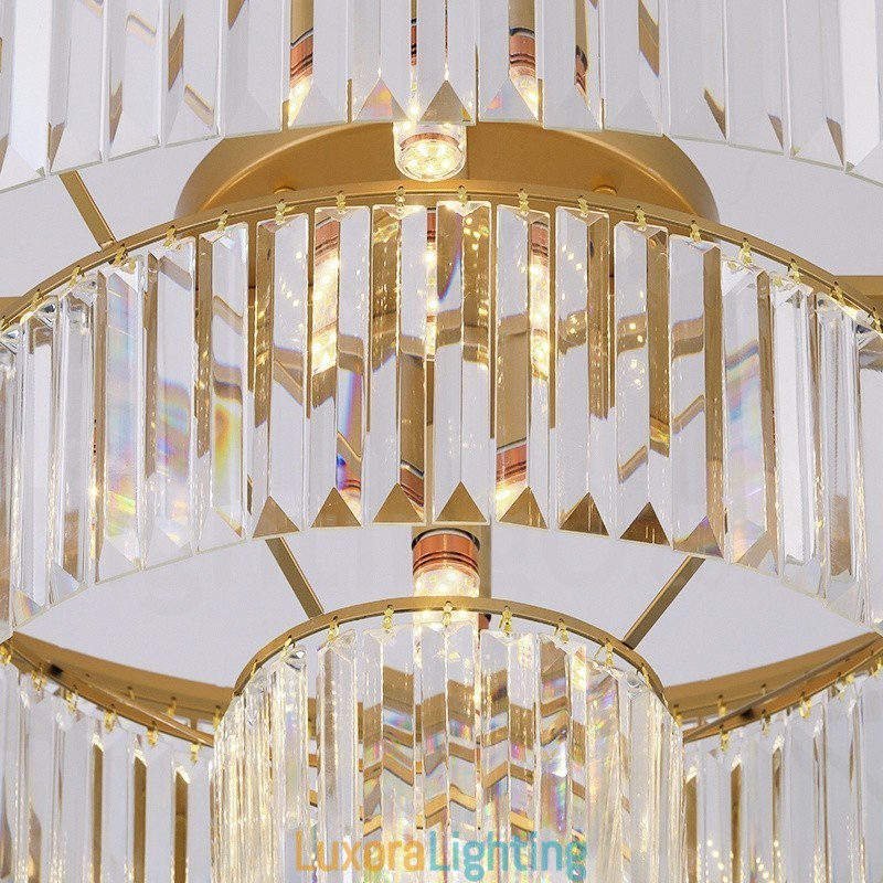 Designer Touch Decorative Postmodern Luxury Round K9 Crystal Flush Mount Ceiling Light Exhibition Hall