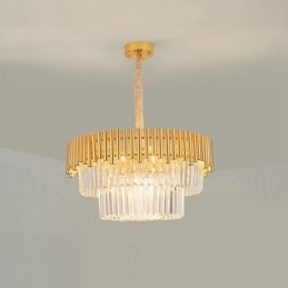 Designer Touch Decorative Postmodern Gold Luxury Round K9 Crystal Pendant Chandelier Lights Exhibition Hall