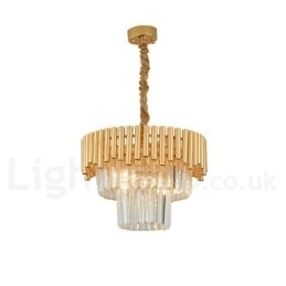 Designer Touch Decorative Postmodern Gold Luxury Round K9 Crystal Pendant Chandelier Lights Exhibition Hall