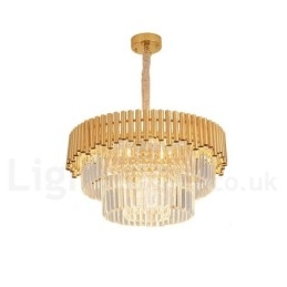 Designer Touch Decorative Postmodern Gold Luxury Round K9 Crystal Pendant Chandelier Lights Exhibition Hall