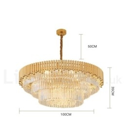 Designer Touch Decorative Postmodern Gold Luxury Round K9 Crystal Pendant Chandelier Lights Exhibition Hall