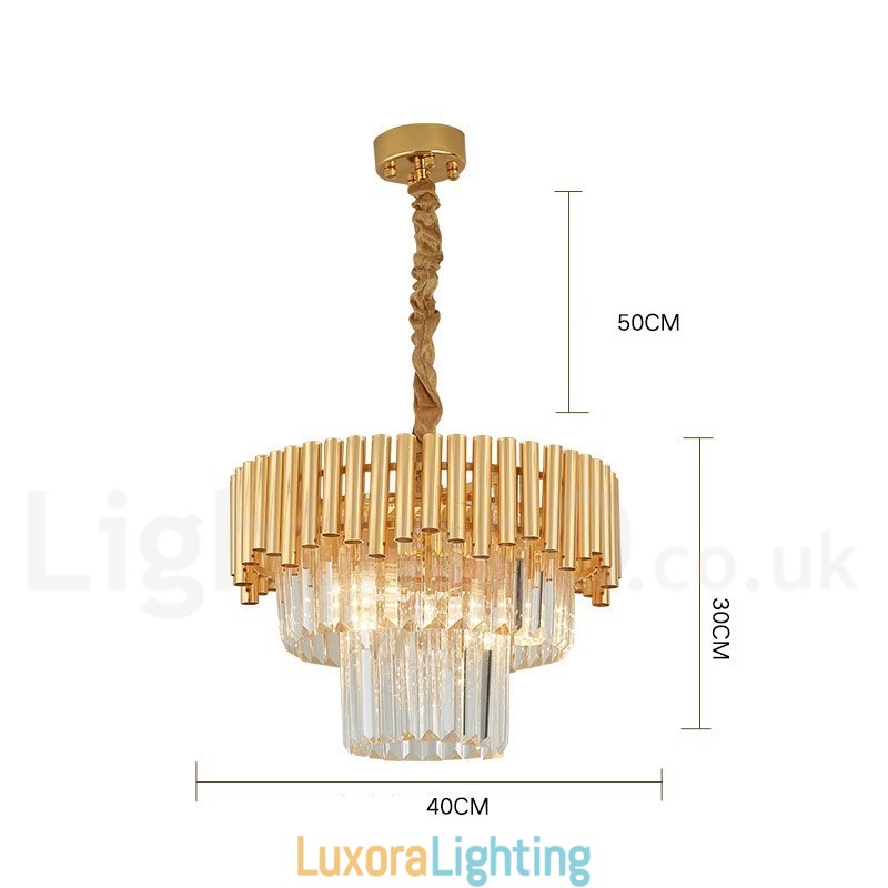 Designer Touch Decorative Postmodern Gold Luxury Round K9 Crystal Pendant Chandelier Lights Exhibition Hall