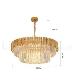 Designer Touch Decorative Postmodern Gold Luxury Round K9 Crystal Pendant Chandelier Lights Exhibition Hall