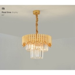 Designer Touch Decorative Postmodern Gold Luxury Round K9 Crystal Pendant Chandelier Lights Exhibition Hall