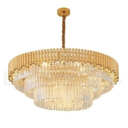 Designer Touch Decorative Postmodern Gold Luxury Round K9 Crystal Pendant Chandelier Lights Exhibition Hall