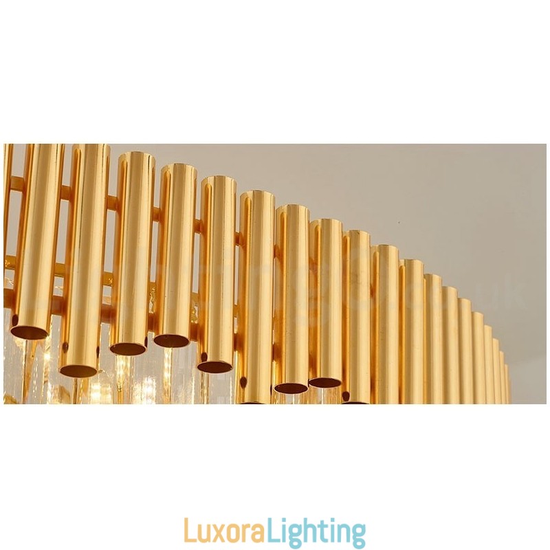 Designer Touch Decorative Postmodern Gold Luxury Round K9 Crystal Pendant Chandelier Lights Exhibition Hall