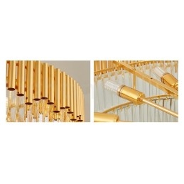 Designer Touch Decorative Postmodern Gold Luxury Round K9 Crystal Pendant Chandelier Lights Exhibition Hall