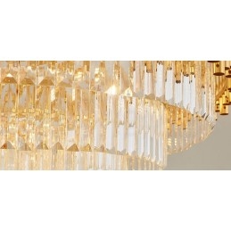 Designer Touch Decorative Postmodern Gold Luxury Round K9 Crystal Pendant Chandelier Lights Exhibition Hall