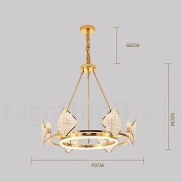 Designer Touch Decorative Gold Postmodern Luxury Round K9 Crystal Pendant Chandelier Light with Acrylic Shade Exhibition Hall