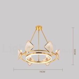 Designer Touch Decorative Gold Postmodern Luxury Round K9 Crystal Pendant Chandelier Light with Acrylic Shade Exhibition Hall