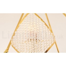 Designer Touch Decorative Gold Postmodern Luxury Round K9 Crystal Pendant Chandelier Light with Acrylic Shade Exhibition Hall