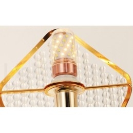 Designer Touch Decorative Gold Postmodern Luxury Round K9 Crystal Pendant Chandelier Light with Acrylic Shade Exhibition Hall