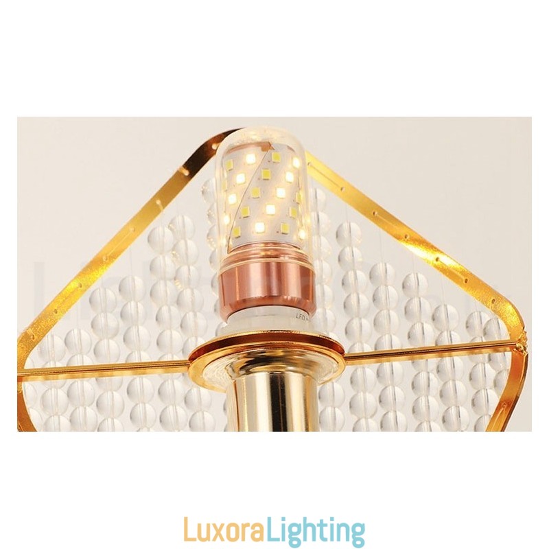 Designer Touch Decorative Gold Postmodern Luxury Round K9 Crystal Pendant Chandelier Light with Acrylic Shade Exhibition Hall