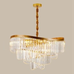 Designer Touch Decorative Gold Postmodern Luxury Round K9 Crystal Pendant Chandelier Exhibition Hall