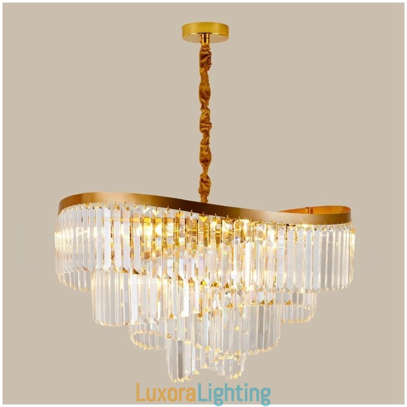 Designer Touch Decorative Gold Postmodern Luxury Round K9 Crystal Pendant Chandelier Exhibition Hall