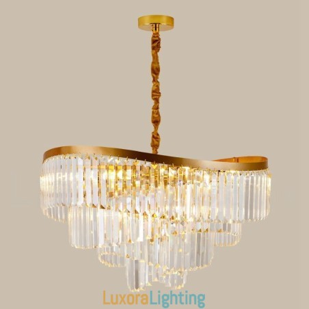 Designer Touch Decorative Gold Postmodern Luxury Round K9 Crystal Pendant Chandelier Exhibition Hall