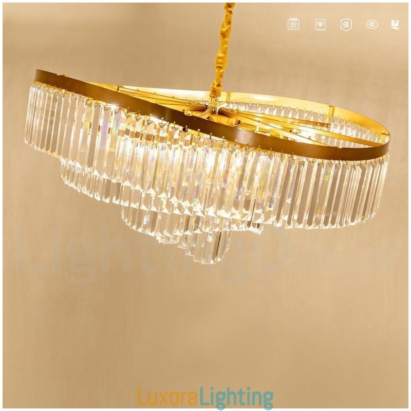 Designer Touch Decorative Gold Postmodern Luxury Round K9 Crystal Pendant Chandelier Exhibition Hall