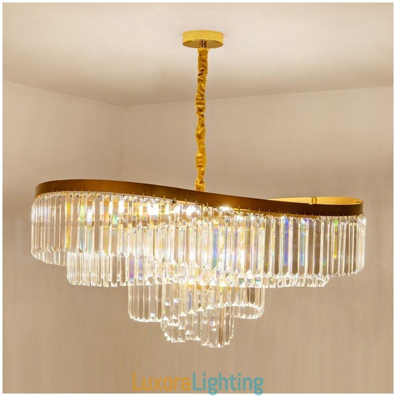 Designer Touch Decorative Gold Postmodern Luxury Round K9 Crystal Pendant Chandelier Exhibition Hall