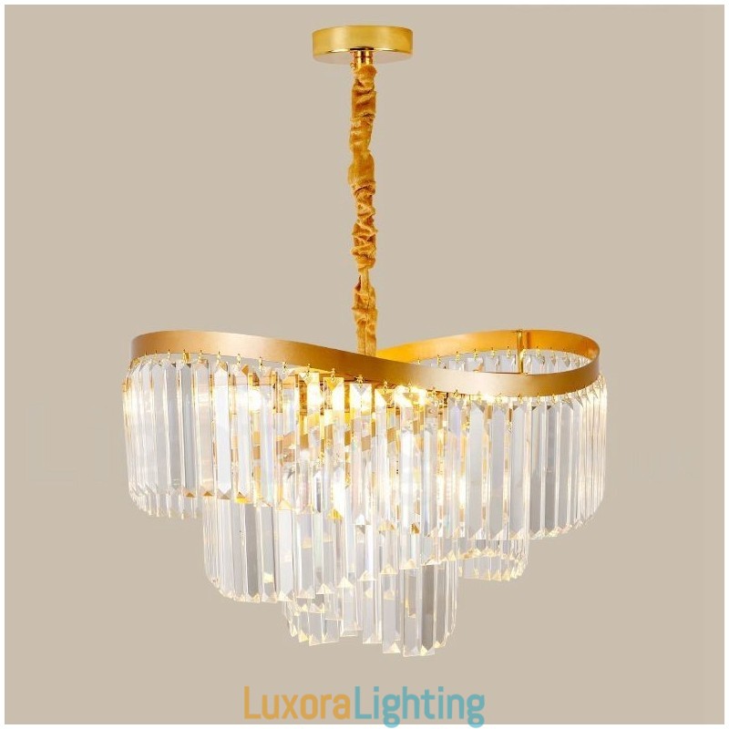 Designer Touch Decorative Gold Postmodern Luxury Round K9 Crystal Pendant Chandelier Exhibition Hall
