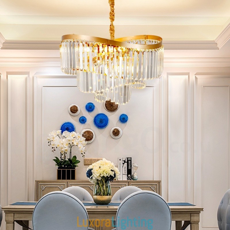 Designer Touch Decorative Gold Postmodern Luxury Round K9 Crystal Pendant Chandelier Exhibition Hall