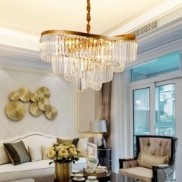 Designer Touch Decorative Gold Postmodern Luxury Round K9 Crystal Pendant Chandelier Exhibition Hall