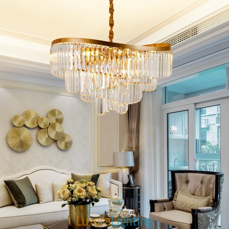 Designer Touch Decorative Gold Postmodern Luxury Round K9 Crystal Pendant Chandelier Exhibition Hall