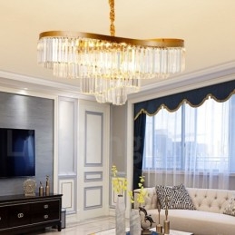 Designer Touch Decorative Gold Postmodern Luxury Round K9 Crystal Pendant Chandelier Exhibition Hall