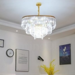 Designer Touch Decorative Gold Postmodern Luxury Round K9 Crystal Pendant Chandelier Exhibition Hall