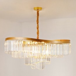 Designer Touch Decorative Gold Postmodern Luxury Round K9 Crystal Pendant Chandelier Exhibition Hall